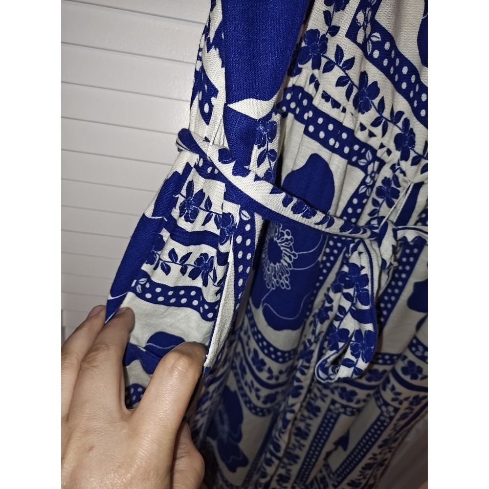 Draper James RSVP Womens XXL Blue White Floral Tie Waist Fit Flare Sundress - Picture 8 of 16